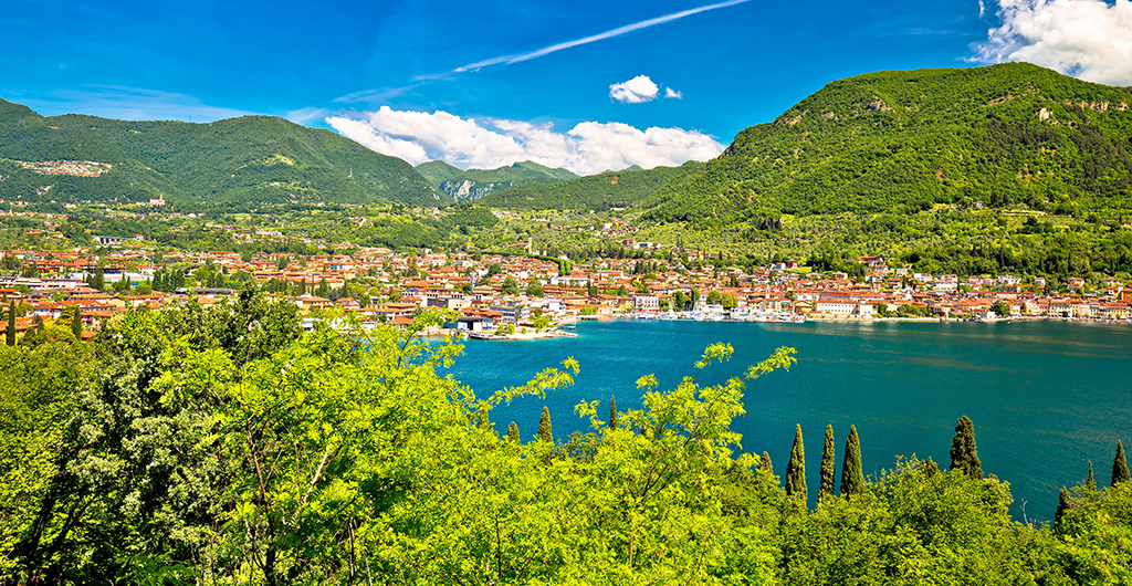 Town of Salo on Garda lake view, Lombardy region of Italy