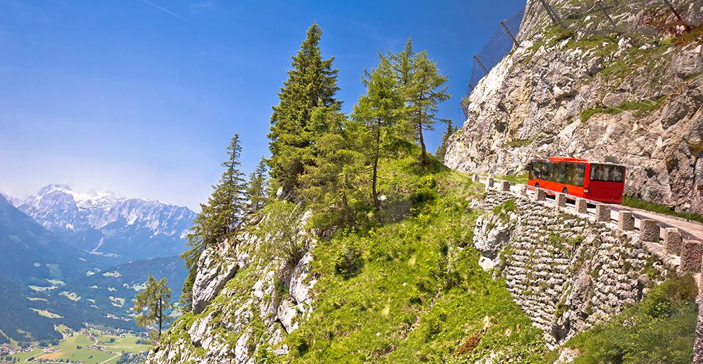 Kehlsteinstraße or Kehlstein road on Alps cliffs leading to Eagle's Nest, Berchtesgadener Land, Bavaria, Germany