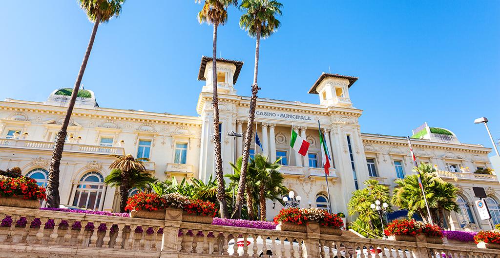 Casino Municipale Sanremo. Beautiful building in the modernist style in the city center.