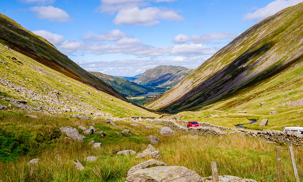 The Kirkstone Pass road in the English Lake District, UK