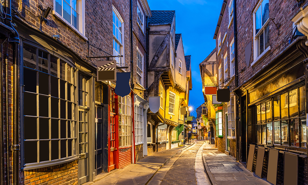 York shambles alley sunset dusk, York Englsnd UK England