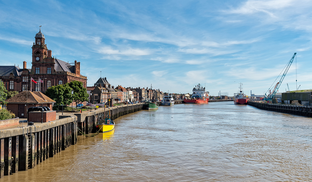 The quay at Great Yarmouth on the Norfolk coast