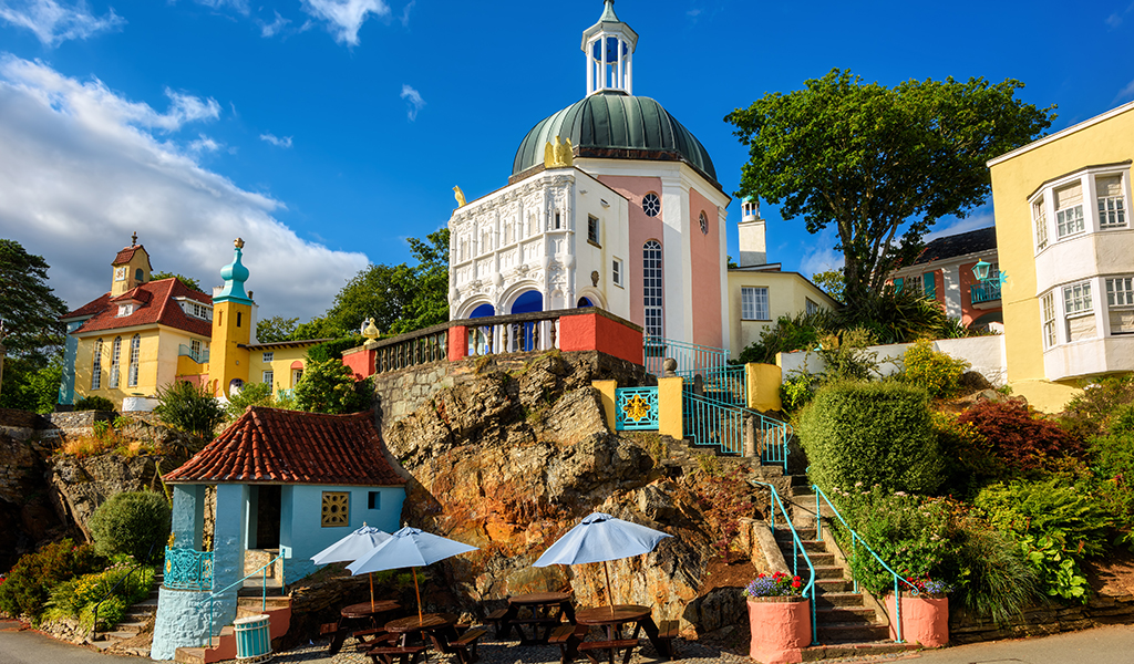 Picturesque Portmeirion village in North Wales, United Kingdom