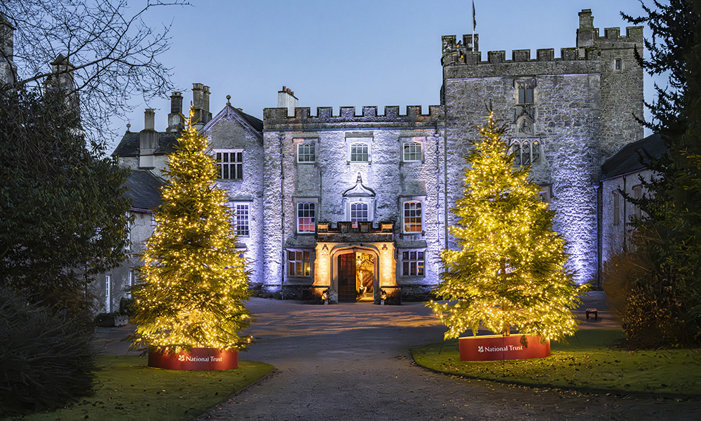 Nature-themed light and sound installations designed by local artists in the garden at Christmas at Sizergh, Cumbria