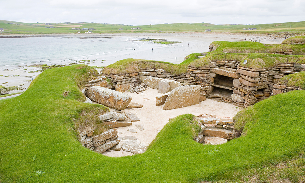 Skara Brae, a stone built Neolithic settlement, located in the Orkney archipelago of Scotland. 3180 BC to 2500 BC. Is Europe's most complete Neolithic village.