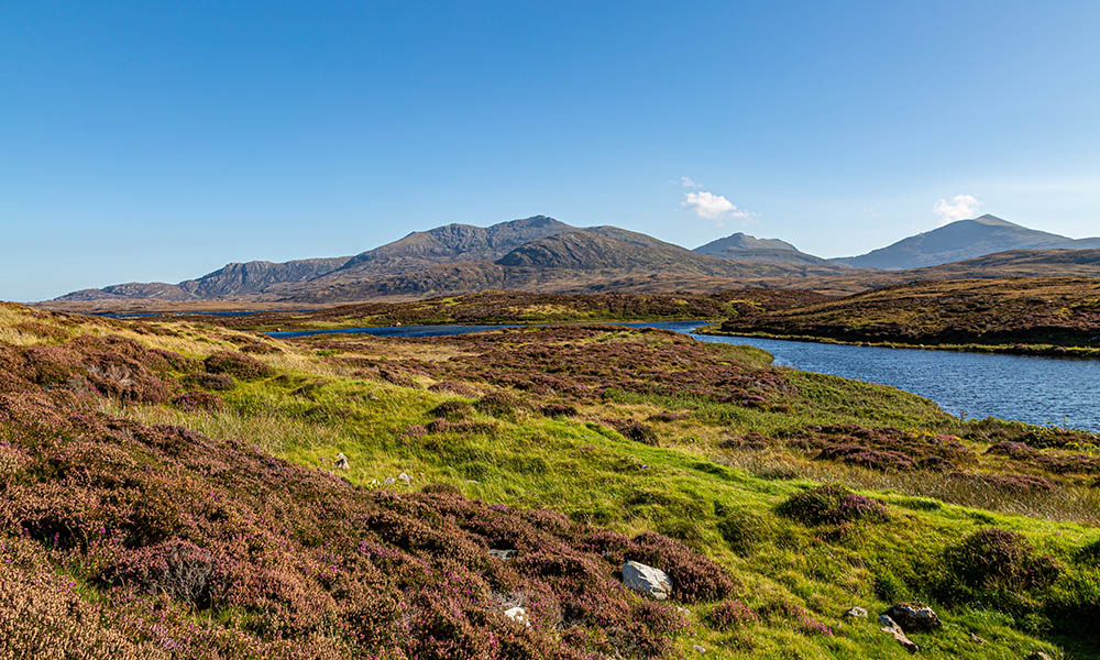 Looking out over Loch Druidibeg on the Hebridean island of South Uist, on a sunny late summers day