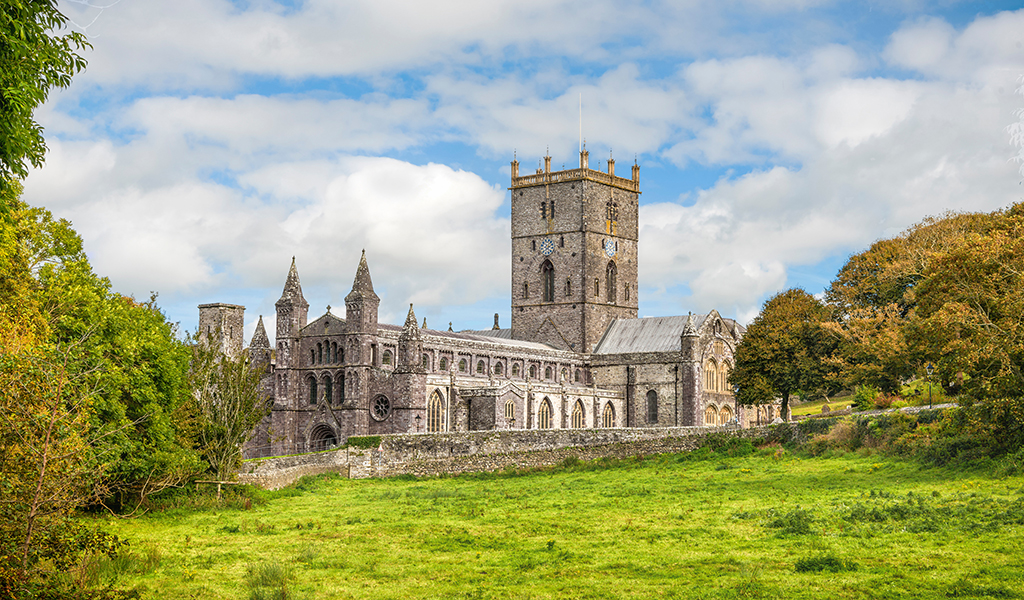 View of St Davids cathedral in South Wales