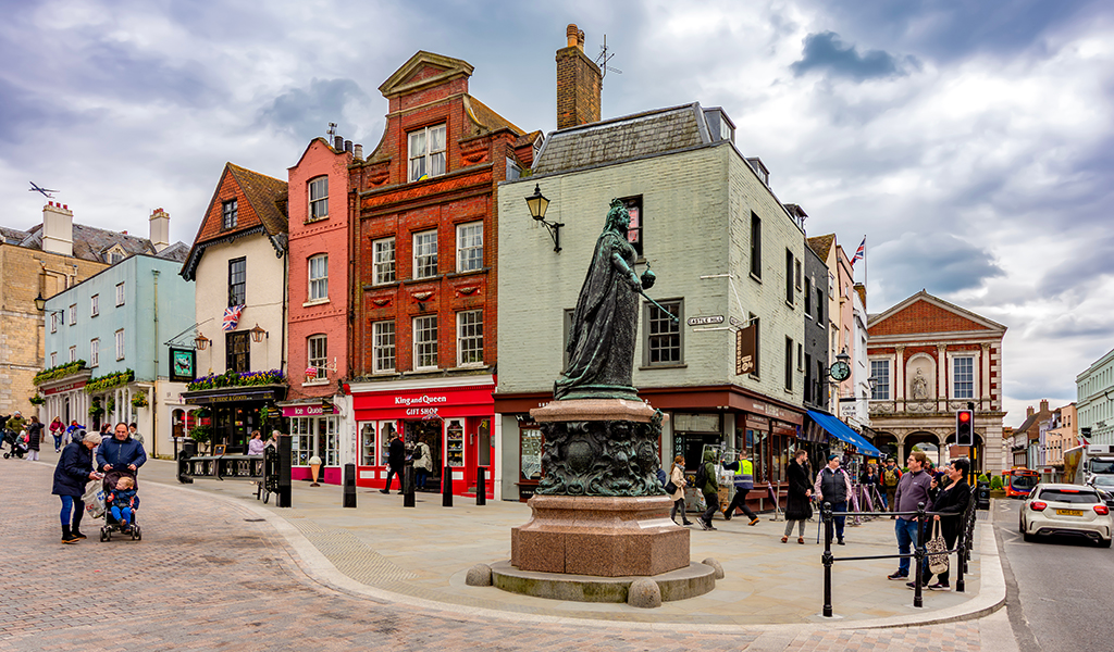 Windsor, UK - 25 April 2024: Queen Victoria statue at Windsor castle